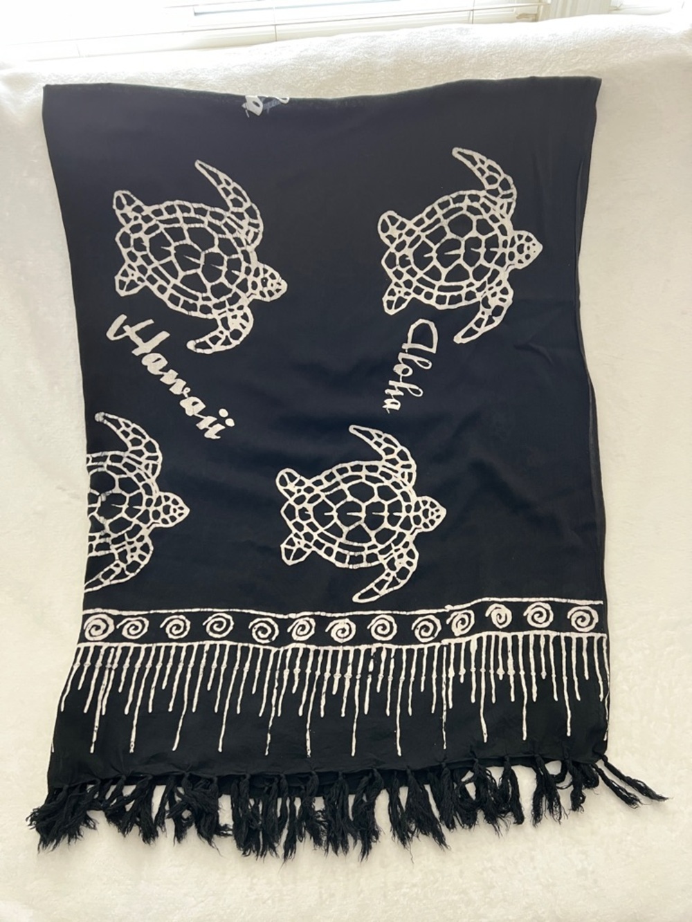 Hawaii Beachwear Sarong Pareo Turtle Animal Print Swim-Suit Cover Black White - Picture 6 of 7
